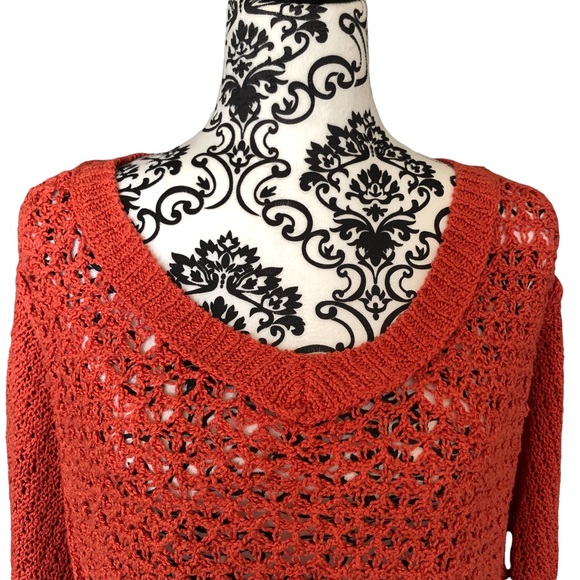 Free People Orange Open-Knit Sweater - Picture 2 of 9